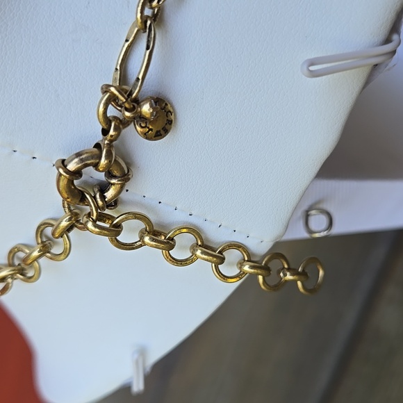 J Crew Gold (Brass Tone ?) and Neon Green Statement Crystal Necklace - Picture 7 of 13